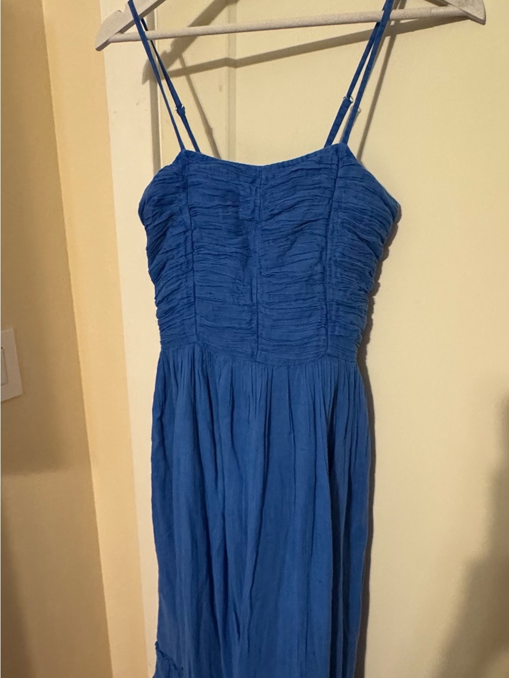 Pranella Boheme Ruched Bodice Spaghetti-Strap Maxi Dress in Blue - Picture 5 of 9